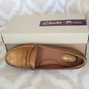 Clark's loafers copper colored leather